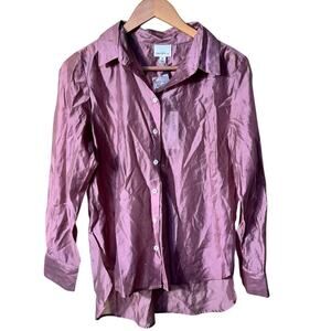 NEW Bailey 44 Sheer Rhinestone Button Down Top Size Medium
